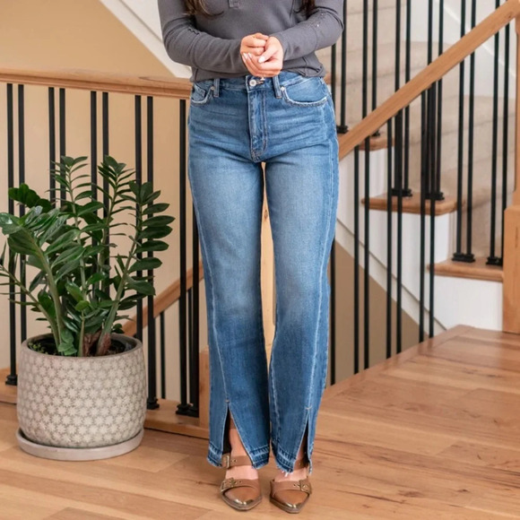 NWT KanCan MEDORA HIGH RISE 90'S SPLIT HEM STRAIGHT kc8721m Size 3 / 25 - Picture 2 of 12